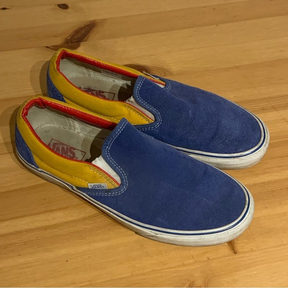 Vans slip-on blue yellow red size 9